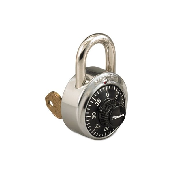 Master Lock Master, Combination Stainless Steel Padlock W/key Cylinder, 1 7/8in Wide, Black/silver - 1525