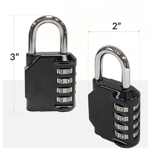 Newhouse Hardware Combination Padlock, Number of Dials 4, Customizable 4-Digit Lock Combo, Black - NHH-NUMLK-BLK