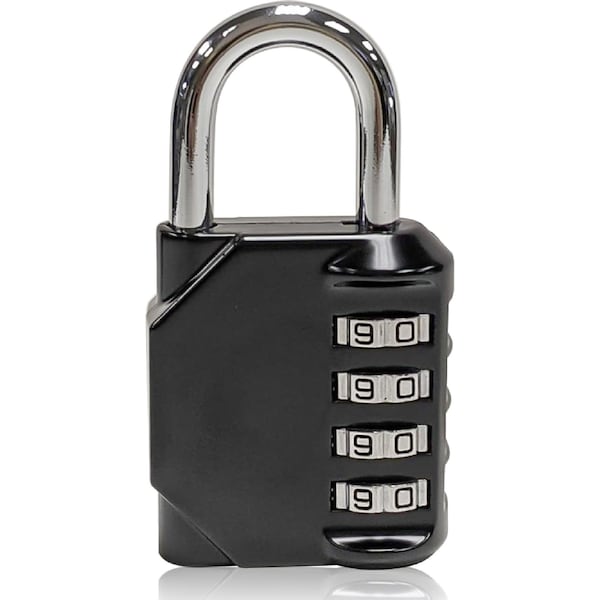 Newhouse Hardware Combination Padlock, Number of Dials 4, Customizable 4-Digit Lock Combo, Black - NHH-NUMLK-BLK