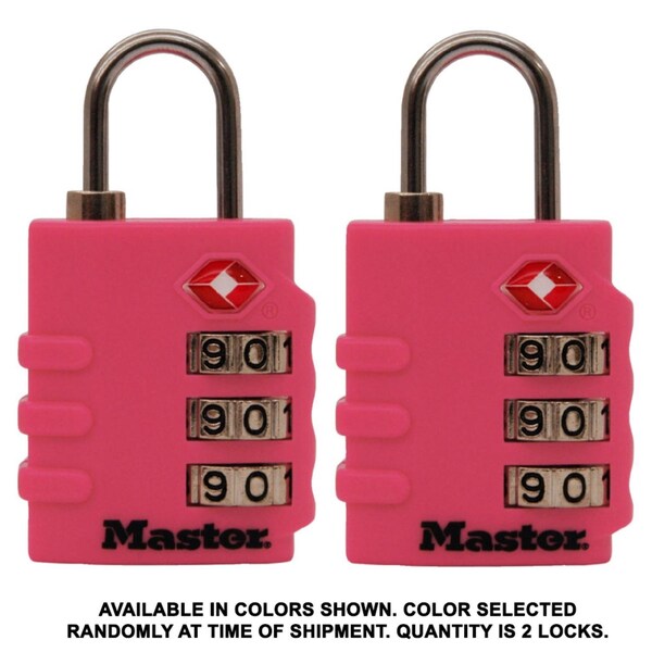 Master Lock Master Lock 1-9/16 in. H X 5/8 in. W X 1-3/8 in. L Vinyl/Steel 3-Dial Combination Luggage Lock, PK2 - 4684T