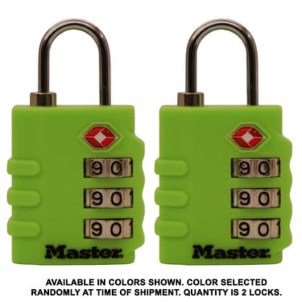 Master Lock Master Lock 1-9/16 in. H X 5/8 in. W X 1-3/8 in. L Vinyl/Steel 3-Dial Combination Luggage Lock, PK2 - 4684T