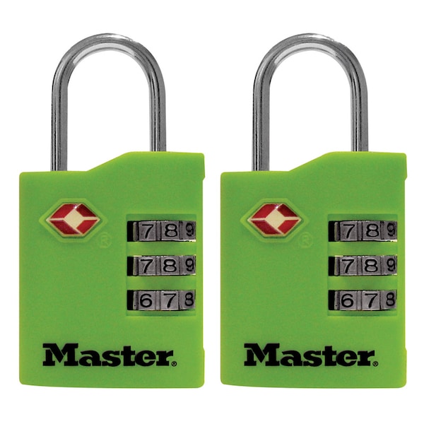 Master Lock Master Lock 1-9/16 in. H X 5/8 in. W X 1-3/8 in. L Vinyl/Steel 3-Dial Combination Luggage Lock, PK2 - 4684T