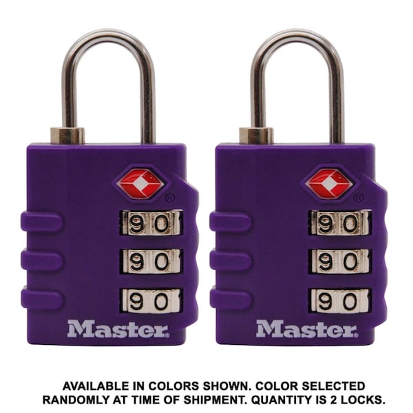 Master Lock Master Lock 1-9/16 in. H X 5/8 in. W X 1-3/8 in. L Vinyl/Steel 3-Dial Combination Luggage Lock, PK2 - 4684T