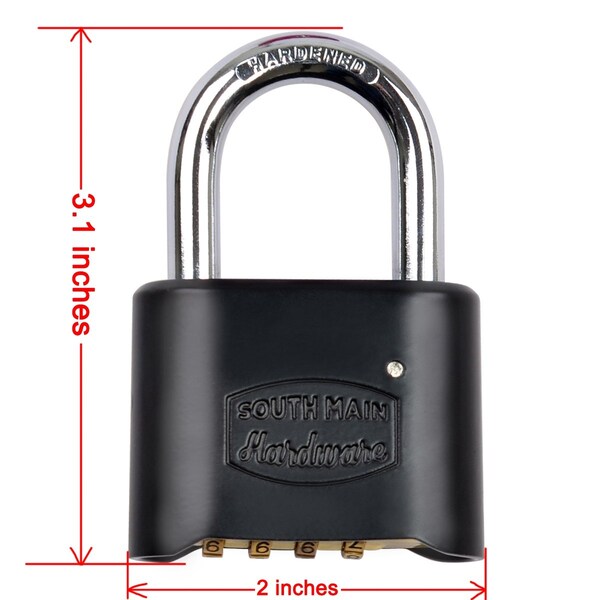 South Main Hardware Resettable Die-Cast Padlock, Black - 810157