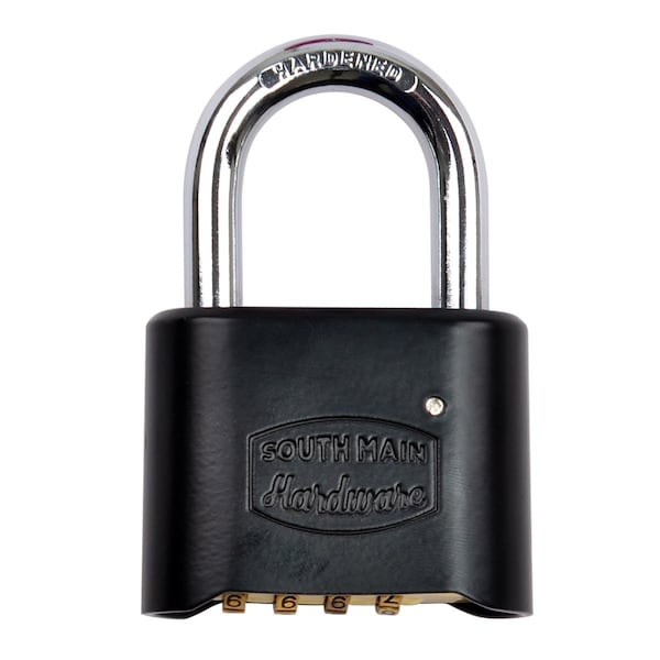 South Main Hardware Resettable Die-Cast Padlock, Black - 810157