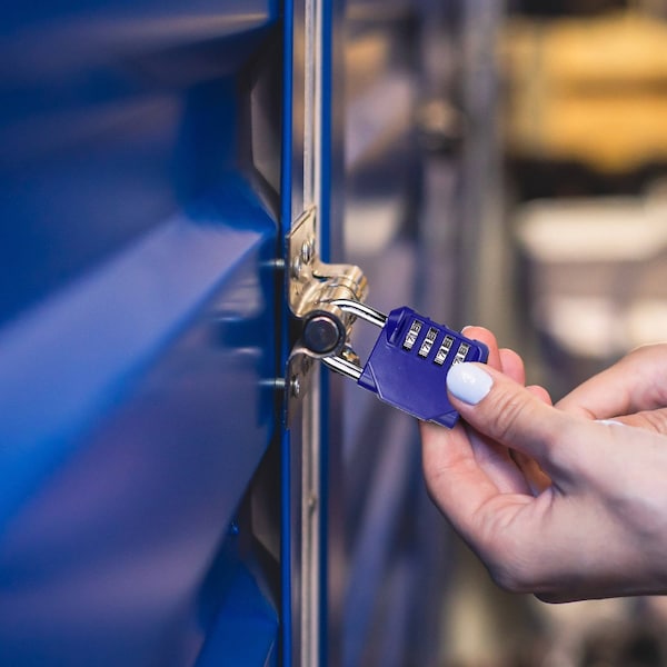 Newhouse Hardware 4-Digit Waterproof Combination Lock, Steel, Blue - NHH-NUMLK-BLU