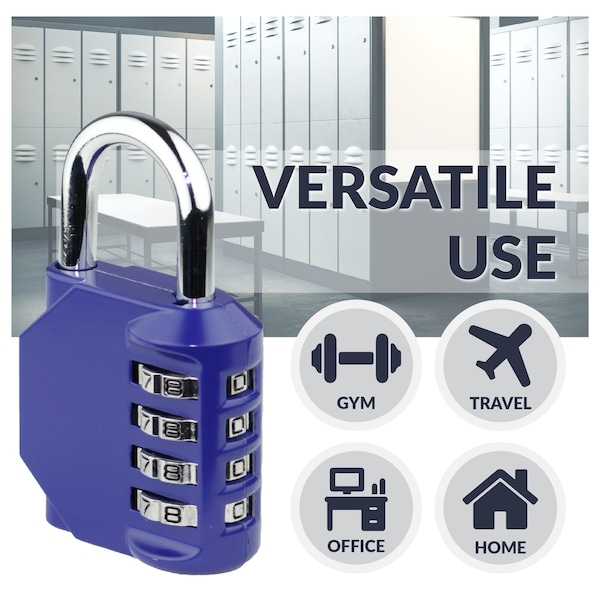 Newhouse Hardware 4-Digit Waterproof Combination Lock, Steel, Blue - NHH-NUMLK-BLU
