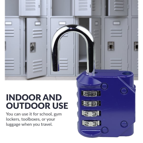 Newhouse Hardware 4-Digit Waterproof Combination Lock, Steel, Blue - NHH-NUMLK-BLU