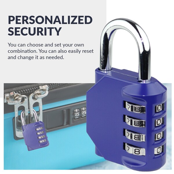 Newhouse Hardware 4-Digit Waterproof Combination Lock, Steel, Blue - NHH-NUMLK-BLU