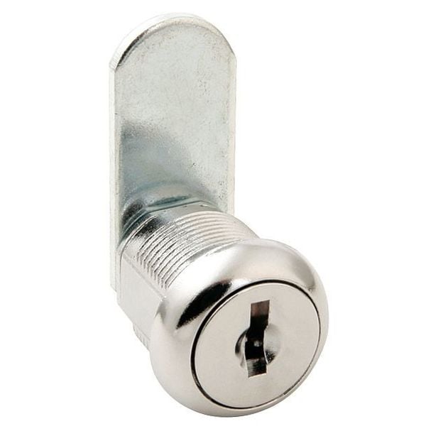 Ccl Disc Tumbler Keyed Cam Lock, Bright Chrome, 7/8 in For Door Thickness, 2 Number of Keys - 65002