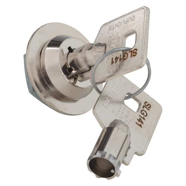 Compx Fort Tubular Pin Tumbler, Bright Nickel, 1/16 in For Door Thickness, 2 Number of Keys, Different Key Type - MFW1038-KD