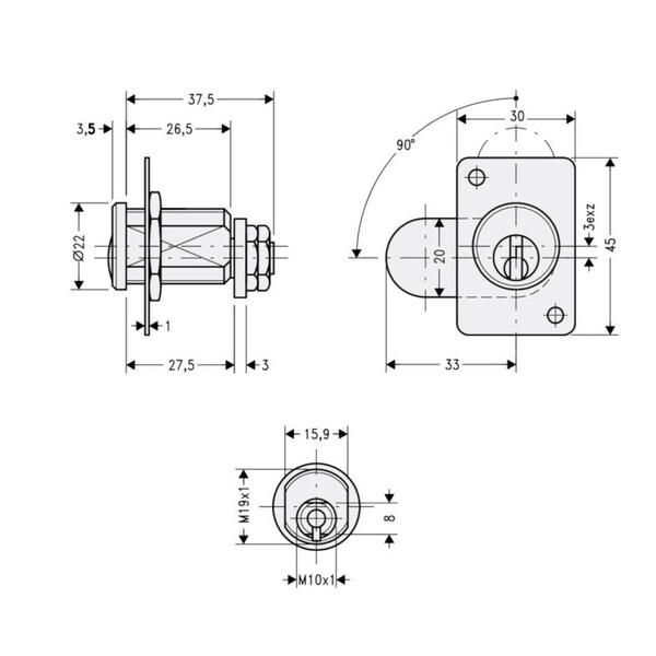 Richelieu 34 in 19 mm Cam Lock for max 2932 in 23 mm Panel Thickness  Chrome - 225240140