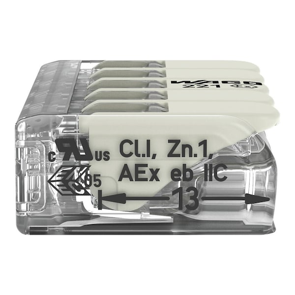 Conector Push-In Wago, Gris, 0.83", 440V - 221-685