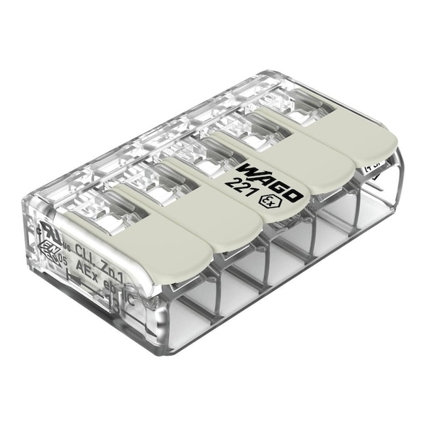 Conector Push-In Wago, Gris, 0.83", 440V - 221-685