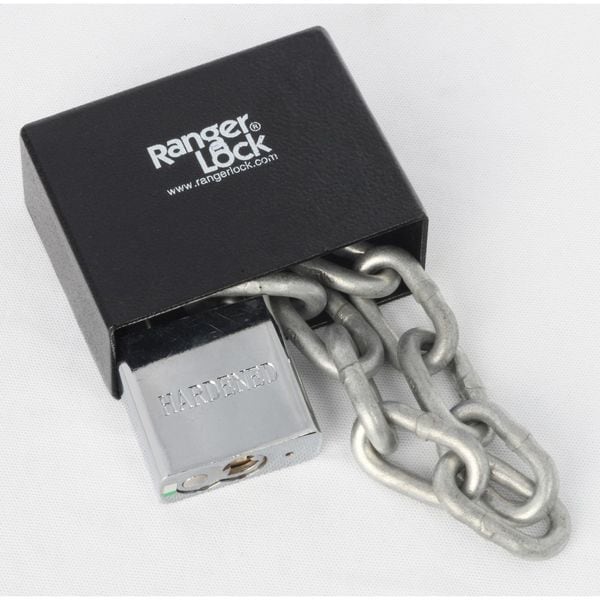 Ranger Lock Padlock Guard, Hardened Steel, Blk, 3"L - RGCJ-1L