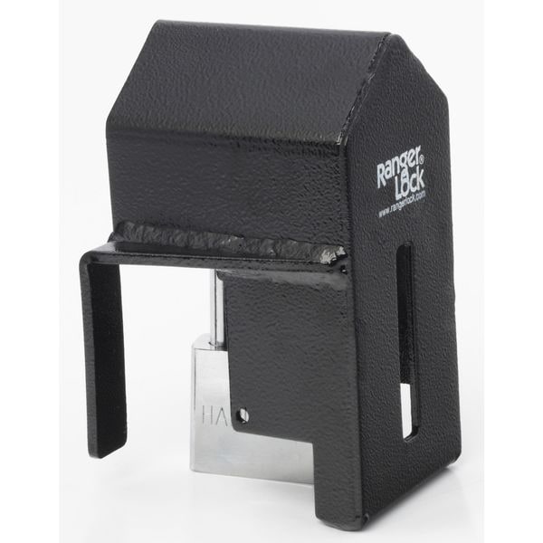 Ranger Lock Padlock Guard, Hardened Steel, Blk, 7"L - RGUN-0L