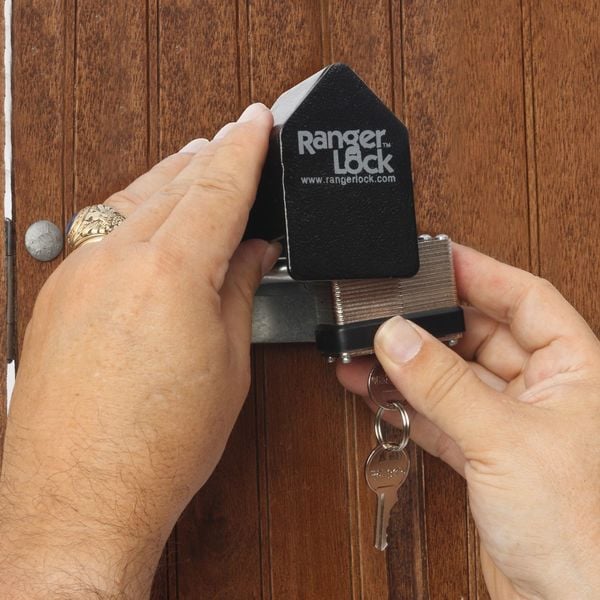 Ranger Lock Padlock Guard, Hardened Steel, Blk, 3-5/8"L - RGJR-00