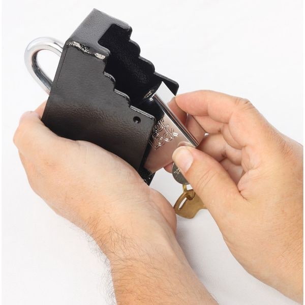 Ranger Lock Padlock Guard, Hardened Steel, Blk, 5-1/4"L - RGET-0L