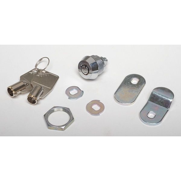 Zoro Select Pin Tumbler Keyed Cam Lock, Chrome, 13/64 in For Door Thickness, 2 Number of Keys - 1XRY8