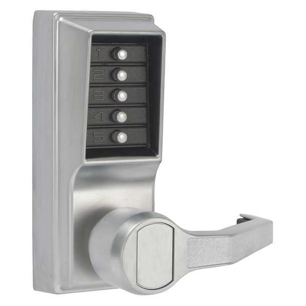 Simplex Mechanical Push Button Lockset, Satin Chrome, 1-3/8" to 2-1/4" For Door Thickness, 5 Number of Keys - LR103126D41