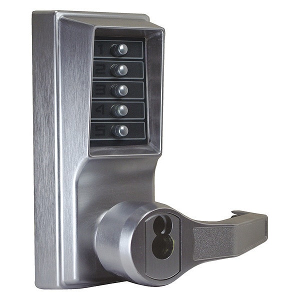 Simplex Mechanical Push Button Lockset, Satin Chrome, 1-3/8" to 2-1/4" For Door Thickness, 5 Number of Keys - LL1021C26D41