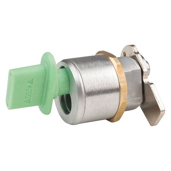 Delta Lock Interchangeable Core Keyed Cam Lock, Brushed Chrome, 1 1/4 in For Door Thickness, 0 Number of Keys - G085052