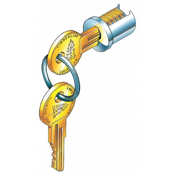 Compx Timberline Cabinet and Drawer Lock Cylinder, Bright Nickel, 2 Number of Keys, Alike Key Type - C100LP-101T-14A