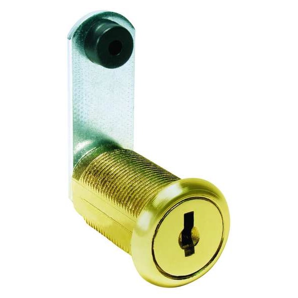 Compx National Disc Tumbler Keyed Cam Lock, Bright Brass, 7/8 in For Door Thickness, 2 Number of Keys - C8053-C390A-3