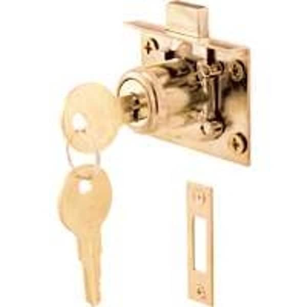 Defender Security Drawer and Cabinet Lock, Keyed Lock, Steel, Brass - U 10666