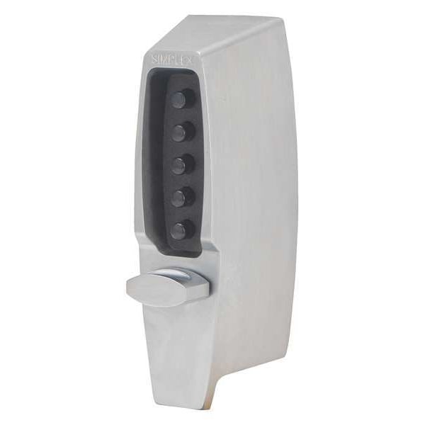 Simplex Mechanical Push Button Lockset, Satin Chrome, 1-3/8" to 2-1/4" For Door Thickness, 5 Number of Keys - 710626D41