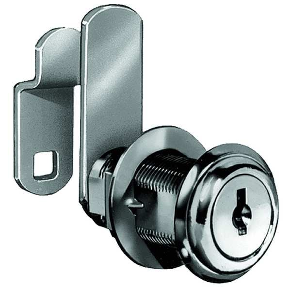 Compx National Disc Tumbler Keyed Cam Lock, Bright Brass, 7/8 in For Door Thickness, 2 Number of Keys - C8053-MKKD-3