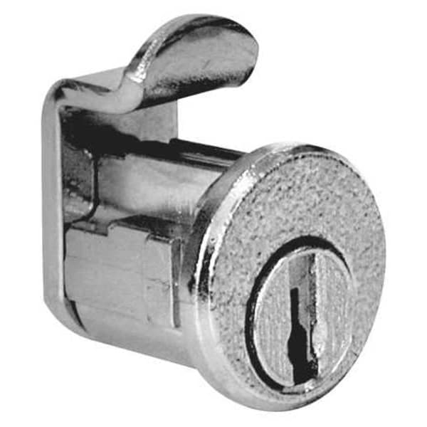 Compx National Pin Tumbler Keyed Cam Lock, Bright Nickel, 1/16 in For Door Thickness, 2 Number of Keys - C8715