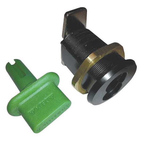 Delta Lock Interchangeable Core Keyed Cam Lock, Black, 1 1/4 in For Door Thickness, 0 Number of Keys - G085064