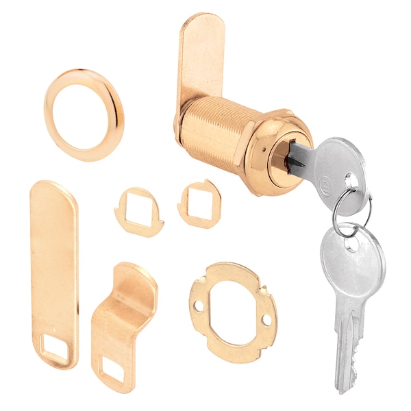 Prime-Line 7/8 in. Brass Plated Diecast Cam Lock, Yale Keyway - U 9953