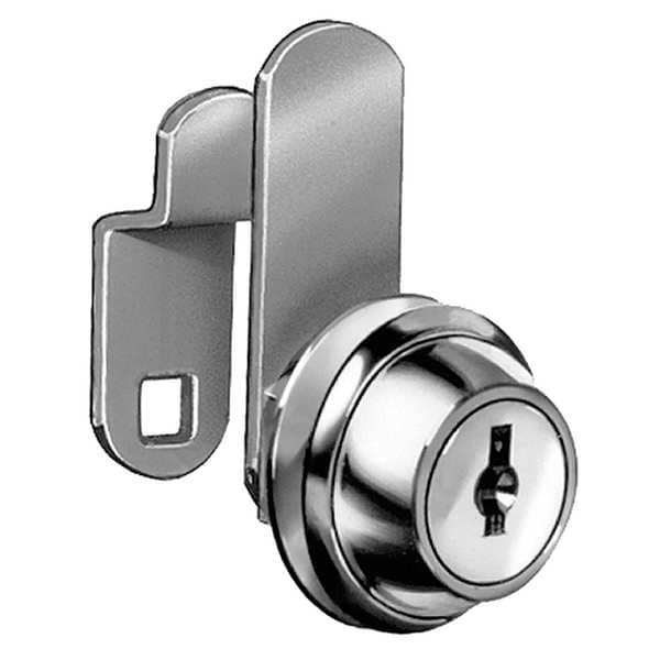 Compx National Disc Tumbler Keyed Cam Lock, Bright Nickel, 1/8 in For Door Thickness, 2 Number of Keys - C8051-C642A-14A