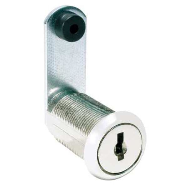 Compx National Disc Tumbler Keyed Cam Lock, Bright Nickel, 15/64 in For Door Thickness, 2 Number of Keys - C8052-C413A-14A