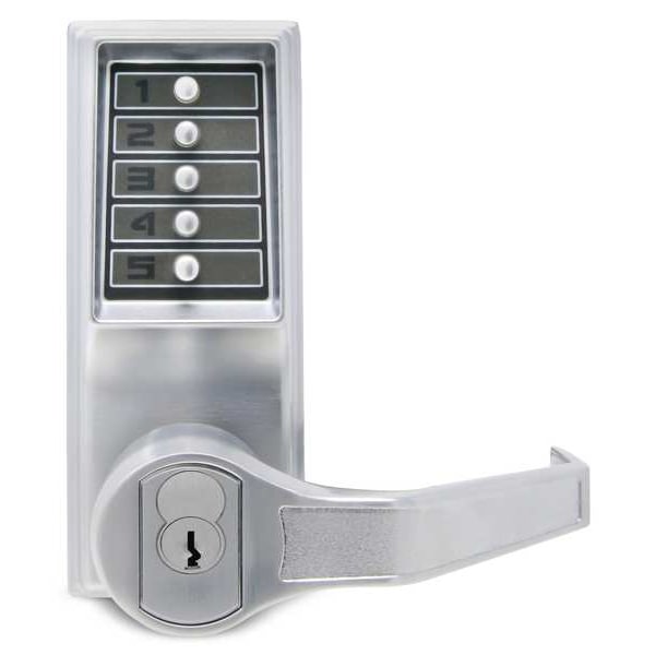Simplex Mechanical Push Button Lockset, Satin Chrome, 1-3/4" to 2-1/4" For Door Thickness, 5 Number of Keys - R8146B26D41