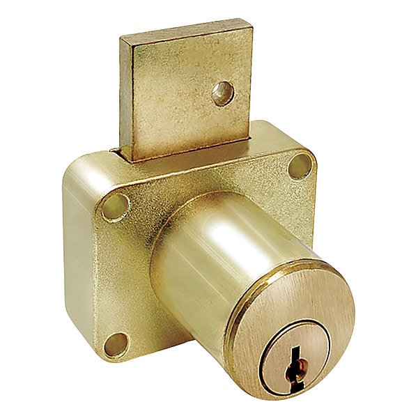 Compx National Removable Core Plug Cabinet and Drawer Dead Bolt Locks, Satin Brass, 7/8" For Door Thickness - C8173-KD-4