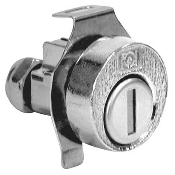 Compx National Pin Tumbler Keyed Cam Lock, Bright Nickel, 1/16 in For Door Thickness, 2 Number of Keys - C8732