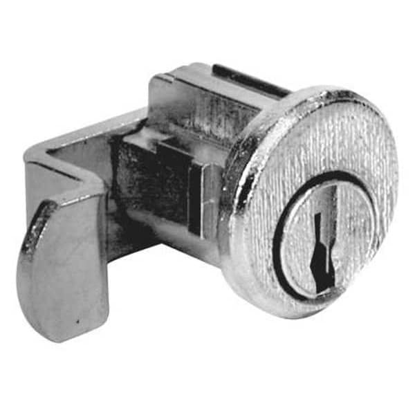 Compx National Pin Tumbler Keyed Cam Lock, Bright Nickel, 7/64 in For Door Thickness, 2 Number of Keys - C8713