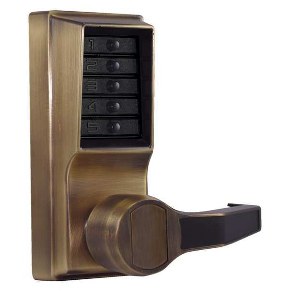 Simplex Mechanical Push Button Lockset, Antique Brass, 1-3/8" to 2-1/4" For Door Thickness - LR10310541