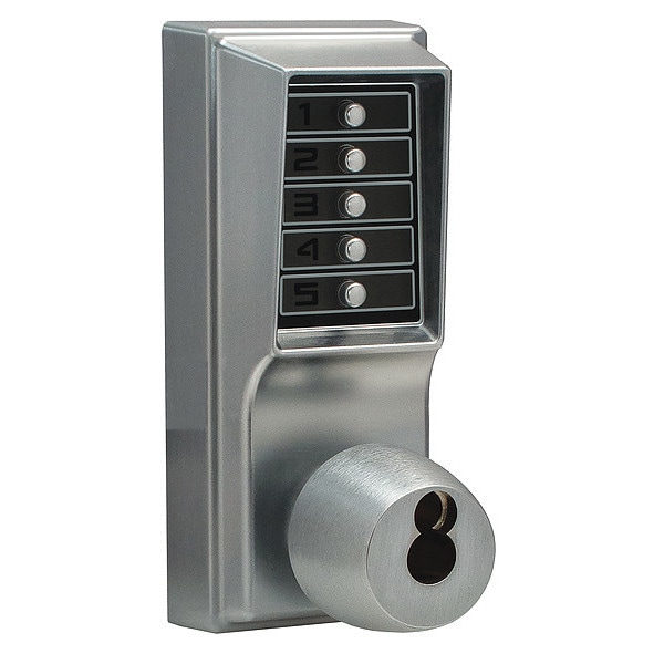 Simplex Mechanical Push Button Lockset, Satin Chrome, 1-3/8" to 2-1/4" For Door Thickness, 5 Number of Keys - 1021C26D41