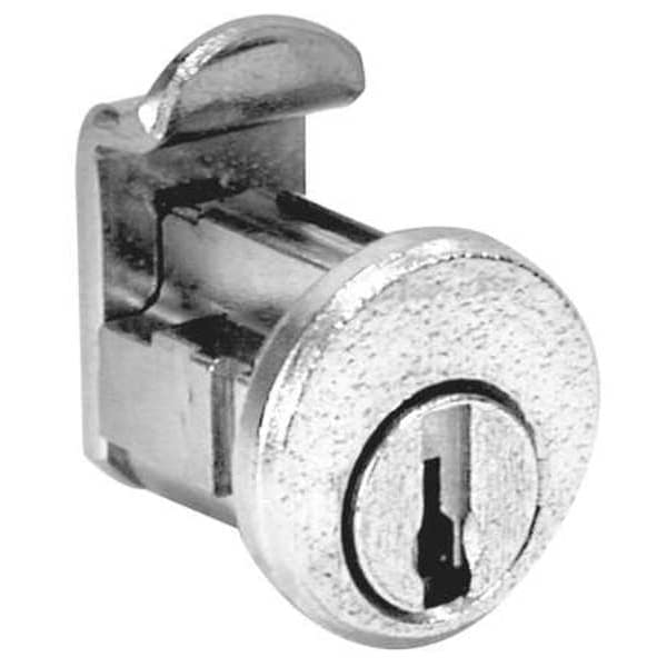 Compx National Pin Tumbler Keyed Cam Lock, Bright Nickel, 5/32 in For Door Thickness, 2 Number of Keys - C8716