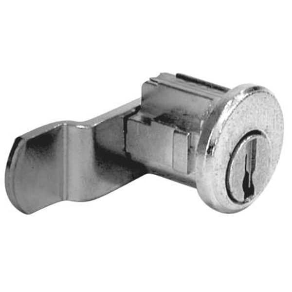 Compx National Pin Tumbler Keyed Cam Lock, Bright Nickel, 1/16 in For Door Thickness, 2 Number of Keys - C8710