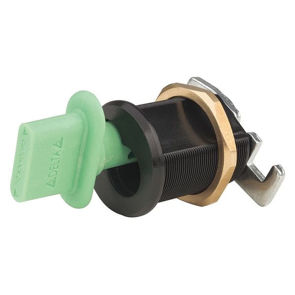 Delta Lock Interchangeable Core Keyed Cam Lock, Black, 1 1/4 in For Door Thickness, 0 Number of Keys - G085055