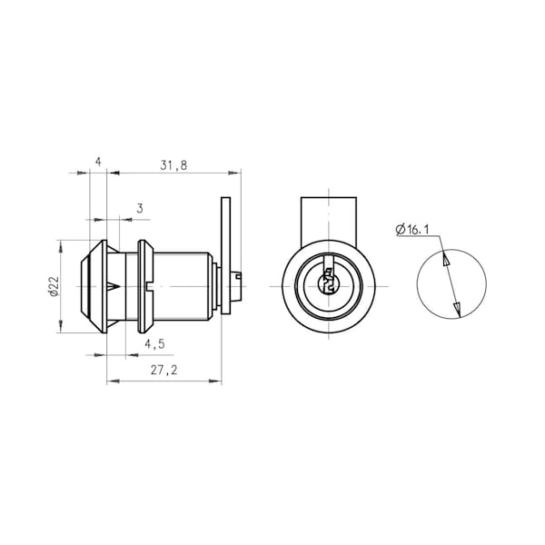 Richelieu 58 in 16 mm Cam Lock for max 2532 in 20 mm Panel Thickness  Nickel - 310150195
