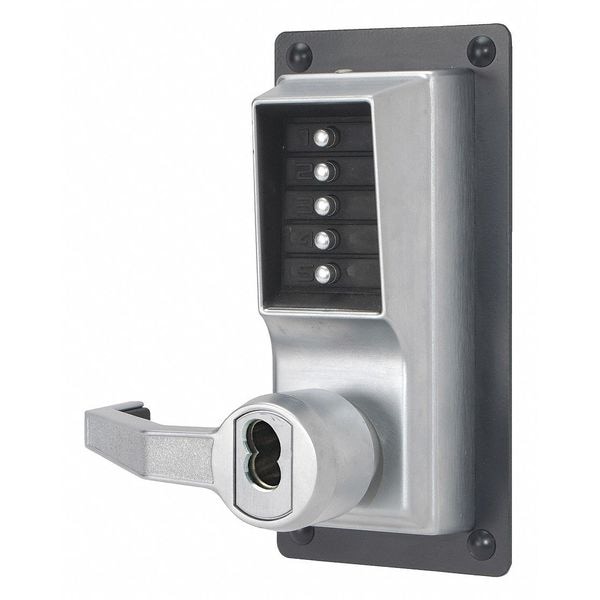 Simplex Mechanical Push Button Lockset, Satin Chrome, 1-3/8" to 2-1/4" For Door Thickness, 5 Number of Keys - LLP1020B26D41