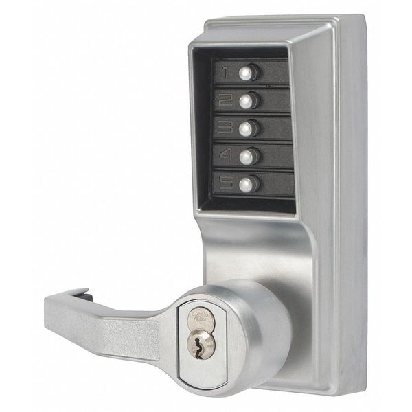 Simplex Mechanical Push Button Lockset, Satin Chrome, 1-3/8" to 2-1/4" For Door Thickness, 5 Number of Keys - LL1021S26D41
