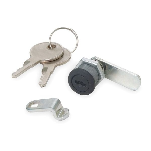 Zoro Select Pin Tumbler Keyed Cam Lock, Black Powder coated, 19/64 in For Door Thickness, 2 Number of Keys - 1XRY5