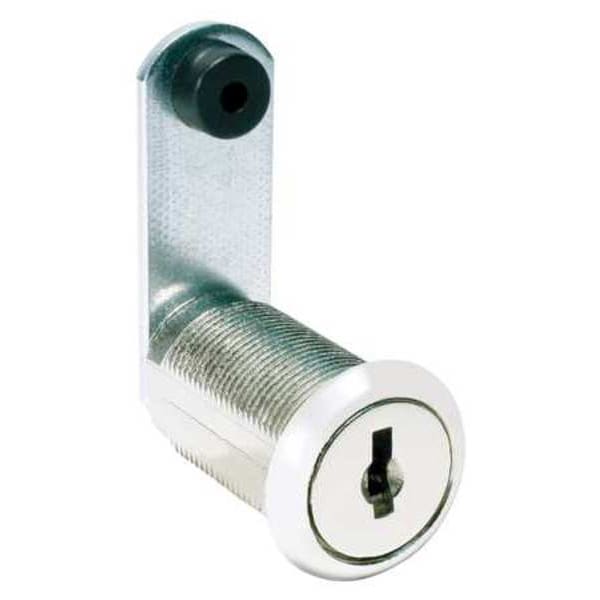 Compx National Disc Tumbler Keyed Cam Lock, Bright Nickel, 15/64 in For Door Thickness, 2 Number of Keys - C8052-C346A-14A